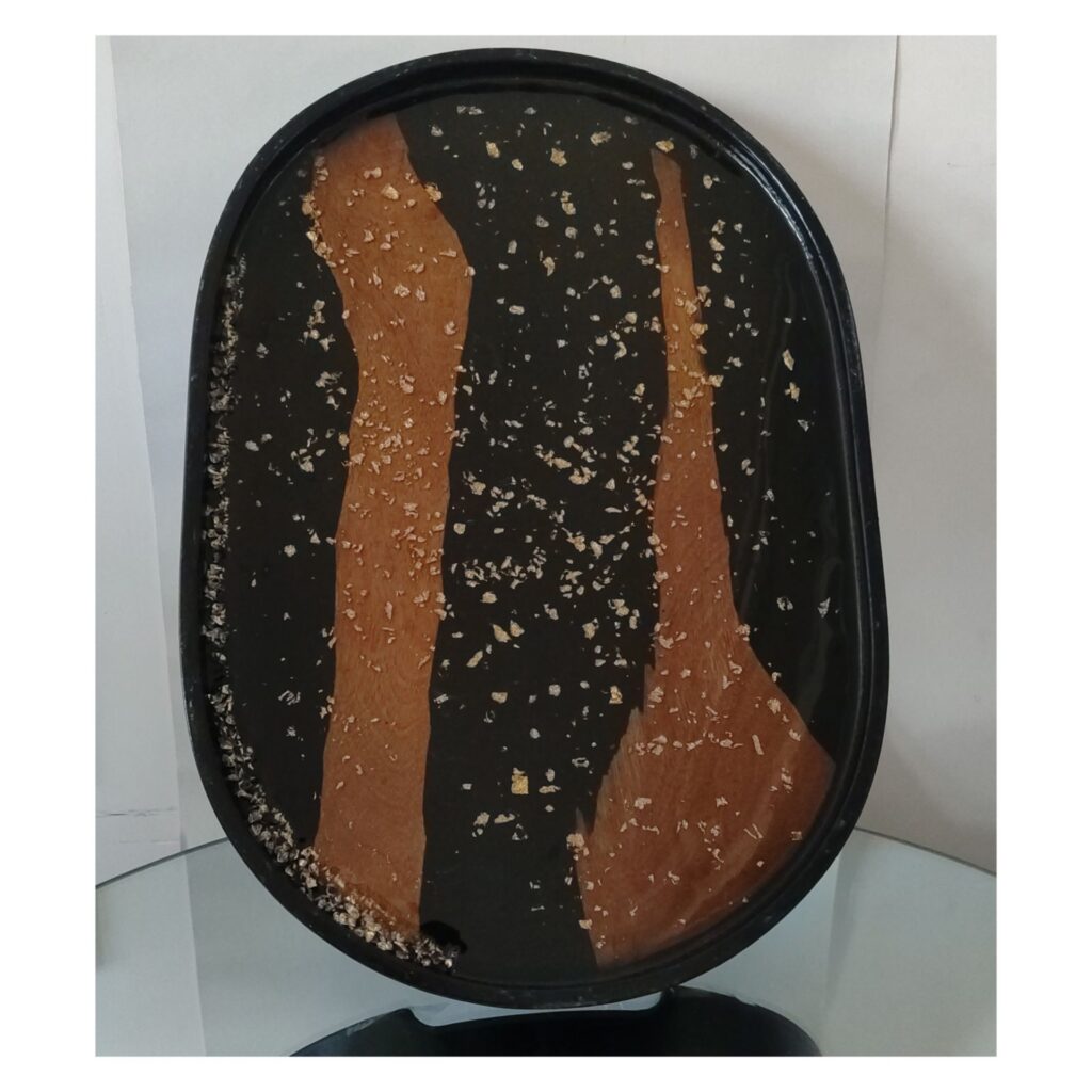 سینی تلفیق چوب و رزین طرح2