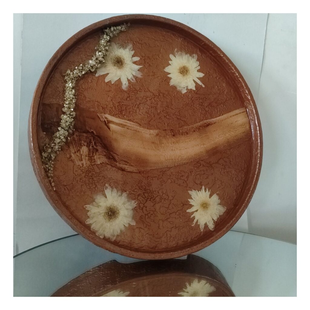 سینی تلفیق چوب و رزین طرح 1